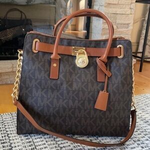 Michael Kors Large Hamilton Logo Canvas Tote